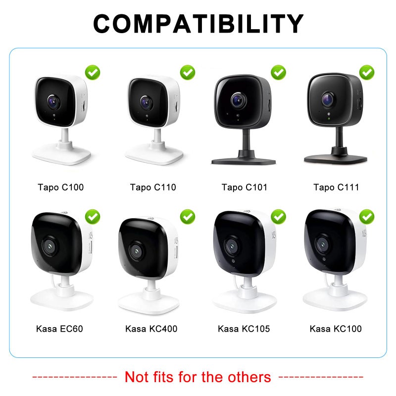 Annkoifu 2Pack Self-Adhesive Wall Mount Holder Fits for Tapo Indoor Security Camera C100/C101/C110/C111/Kasa Smart Security Camera EC60/KC400/KC100/KC105, No Drill Wall Mount Bracket Fits TP Link Camera - Image 2