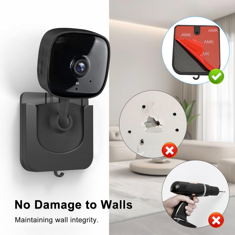 Annkoifu 2Pack Self-Adhesive Wall Mount Holder Fits for Tapo Indoor Security Camera C100/C101/C110/C111/Kasa Smart Security Camera EC60/KC400/KC100/KC105, No Drill Wall Mount Bracket Fits TP Link Camera - Image 3
