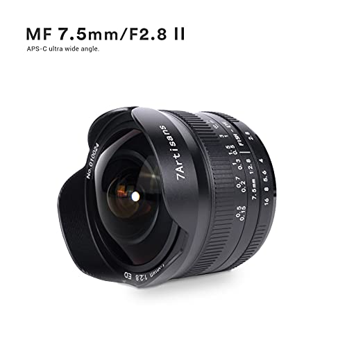 7artisans 7.5mm F2.8 II APS-C Wide Angle Fisheye Fixed Lens Compatible with Sony Compact Mirrorless Cameras (Black) - Image 2