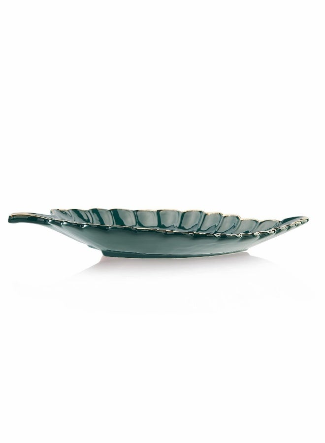 Ceramic Leaf Dish, Jewelry Trays Trinket Dish Ring Dish Aesthetic Ceramic Candy Plate Snack Plate Leaf Shaped Dish Room Decor (Green)  - Image 3