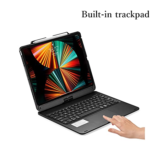 HENGHUI 360° Rotatable Keyboard for iPad Pro 13 inch (M4)/ iPad Air 13 inch (M2)/ iPad Pro 12.9" 6th/5th/4th/3rd Generation Backlight Keyboard with Trackpad, Integrated Foldable Keyboard Cover (Black) - Image 2