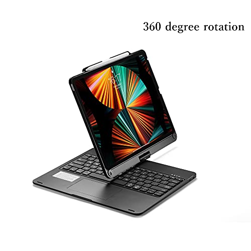 HENGHUI 360° Rotatable Keyboard for iPad Pro 13 inch (M4)/ iPad Air 13 inch (M2)/ iPad Pro 12.9" 6th/5th/4th/3rd Generation Backlight Keyboard with Trackpad, Integrated Foldable Keyboard Cover (Black) - Image 5