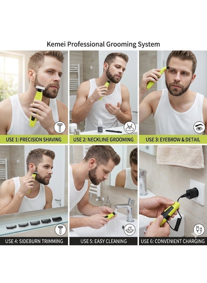 Rechargeable Electric Shaver for Men – Waterproof Beard Trimmer with Precision Blades, USB Charging, Multi-Length Combs for Grooming & Styling - Image 5
