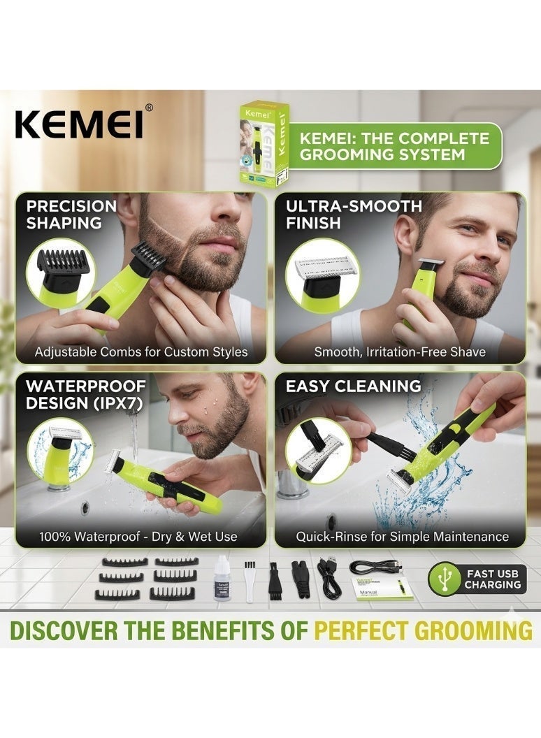 Rechargeable Electric Shaver for Men – Waterproof Beard Trimmer with Precision Blades, USB Charging, Multi-Length Combs for Grooming & Styling - Image 2