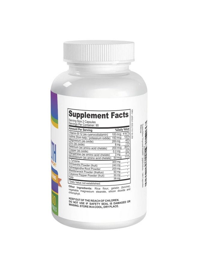 Elevate Recovery Supplements - 3Month Thyroid Support Supplement (Allin1 Formula) With 14 Active Ingredients Including Iodine Thyroid Supplements Thyroid Complex Thyroid Support For Women & Men 180 Capsules - Image 1
