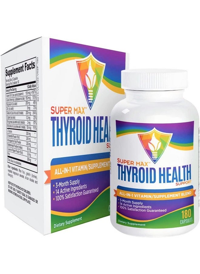 Elevate Recovery Supplements - 3Month Thyroid Support Supplement (Allin1 Formula) With 14 Active Ingredients Including Iodine Thyroid Supplements Thyroid Complex Thyroid Support For Women & Men 180 Capsules - Image 1