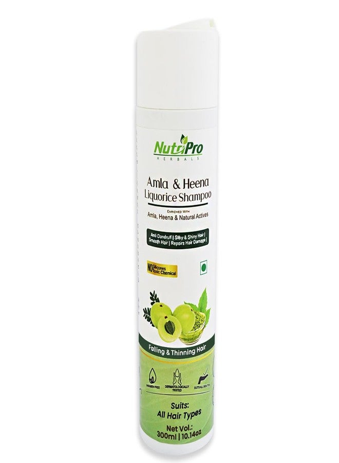 NutriPro Amla & Heena Liquorice Shampoo, 300ml, Enriched With Amla & Heena, Anti Dandruff, Silky & Shiny Hair, For Falling & Thinning Hair, No Silicones Toxic Chemical, Paraben & Cruelty Free - Image 1