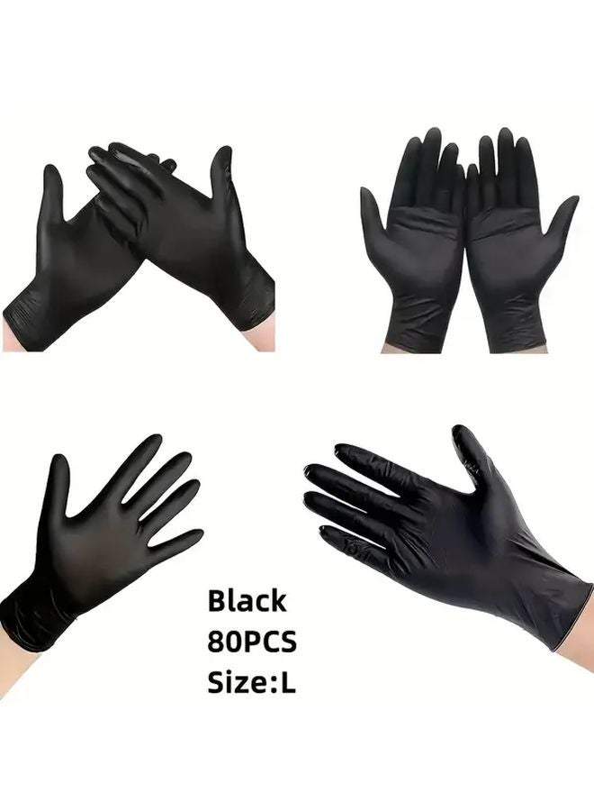80 Pcs Black Powder Free Latex Nitrile Disposable Gloves For Household Kitchen Cleaning - Image 1