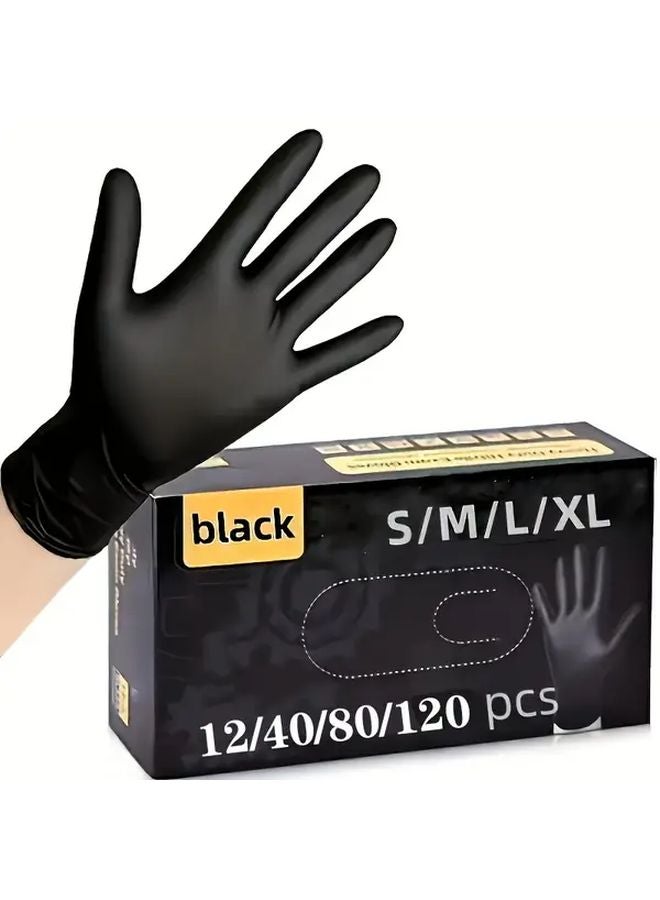 80 Pcs Black Powder Free Latex Nitrile Disposable Gloves For Household Kitchen Cleaning - Image 2