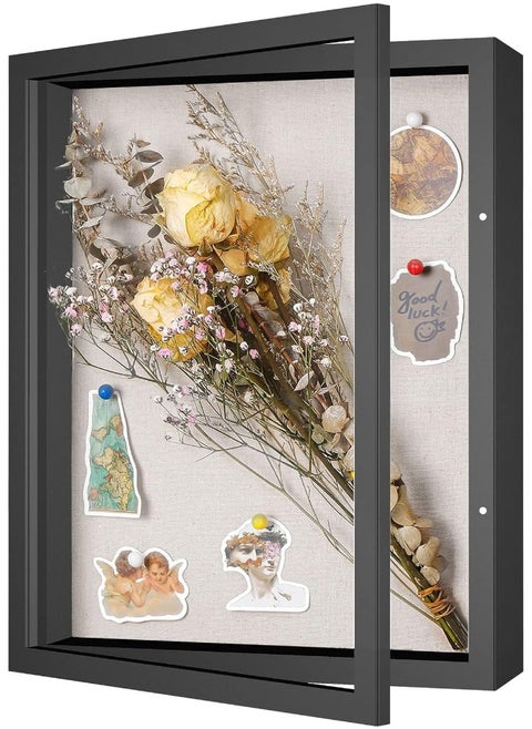 Califortree  11X15 Shadow Box Frame With Linen Back - Sturdy Memory Display Case Of Flower, Pictures, Medals And More, Black