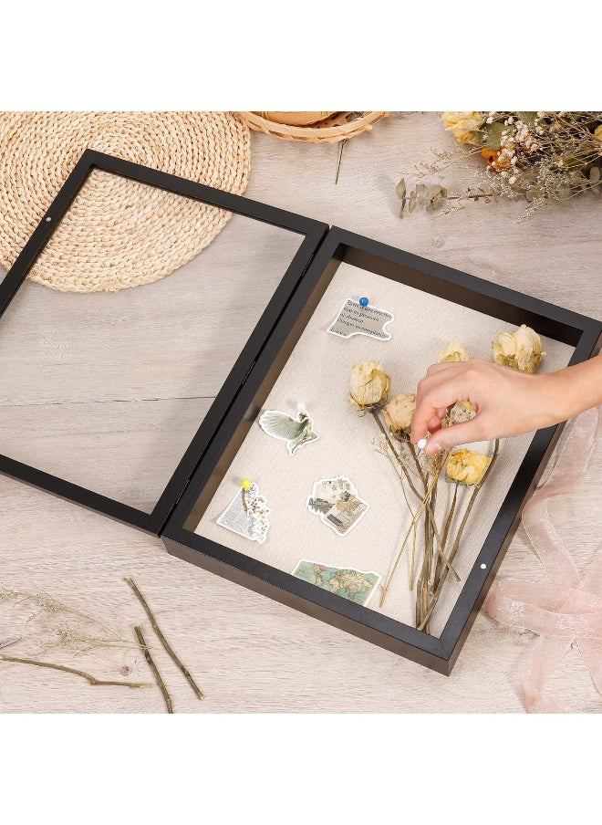 Califortree  11X15 Shadow Box Frame With Linen Back - Sturdy Memory Display Case Of Flower, Pictures, Medals And More, Black