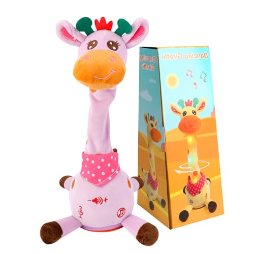 JISON21 Dancing Talking Giraffe Plush Toy Funny Singing Recording Repeating Musical Giraffe Unique Valentines Day Gift for Girlfriend Boyfriend Interactive Fun for Baby Toddlers KidsPurple - Image 1