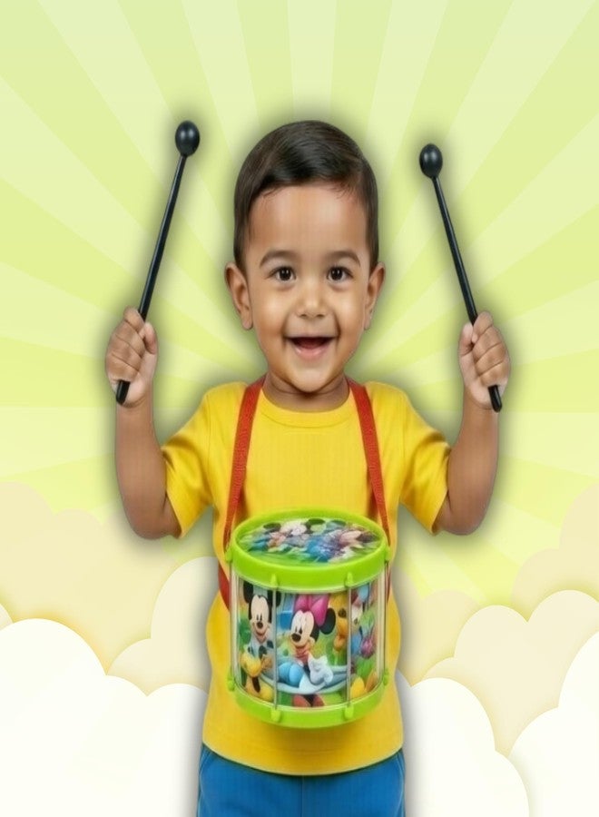 WishLuck Kids Musical Drum Toy with Drum Sticks | Colourful Cartoon Printed Rhythm Drum for Toddlers | Fun Music Learning Toy for Kids Activities and Early Play (Mini Musical Drum) - Image 1