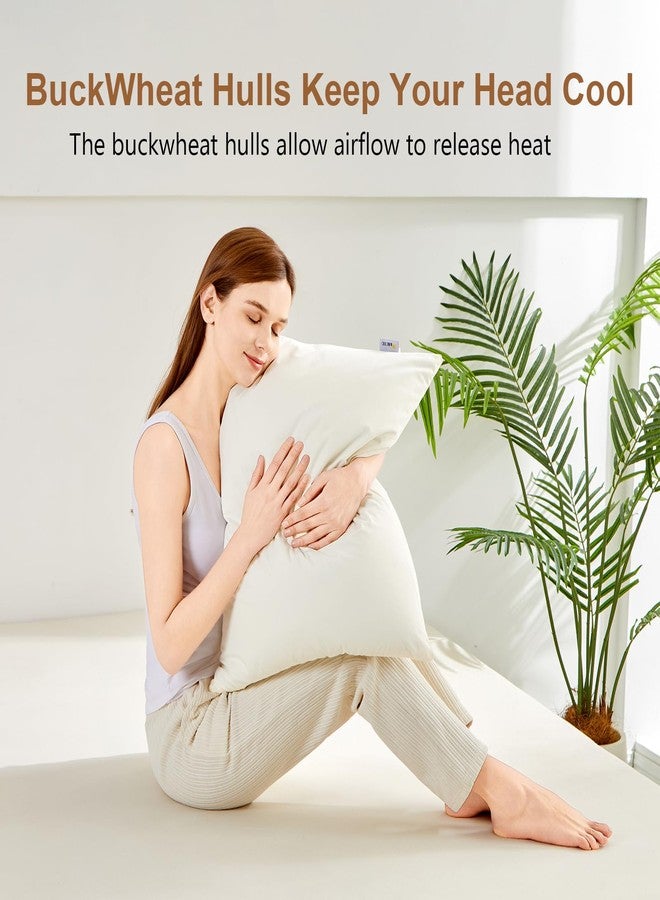 MIOTO Organic Buckwheat Pillow for Sleeping with Dual-Layer Pillowcase and Extra Tartary Buckwheat Hulls, Adjust Height and Firmness, Neck Support Pillow for Back and Side Sleepers 14"x20" - Image 2
