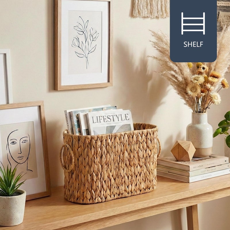 Coeusy Toilet Paper Storage Basket, Water Hyacinth Toilet Paper Holder for Up to 6 Mega Rolls, Wicker Basket for Bathroom Accessories Organizer, Boho Hand Woven Rattan Decorative Decor, Natural - Image 5
