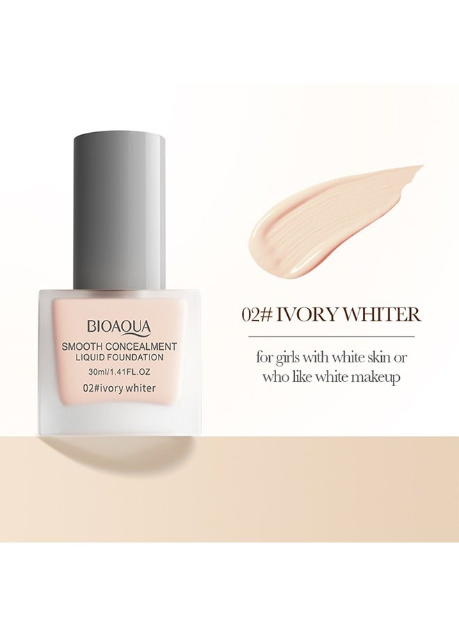 BIOAOUA Smooth Concealment Liquid Foundation-Matte Non-Porous Foundation, Oil Control Foundation, Coverage Foundation 30ml (#02 Lvory Whiter) - Image 2