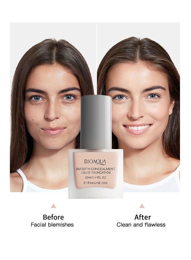 BIOAOUA Smooth Concealment Liquid Foundation-Matte Non-Porous Foundation, Oil Control Foundation, Coverage Foundation 30ml (#02 Lvory Whiter) - Image 3