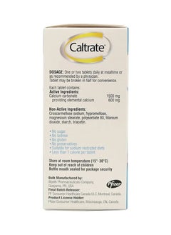 Caltrate Calcium 600 mg Tablet 60s  - Image 2
