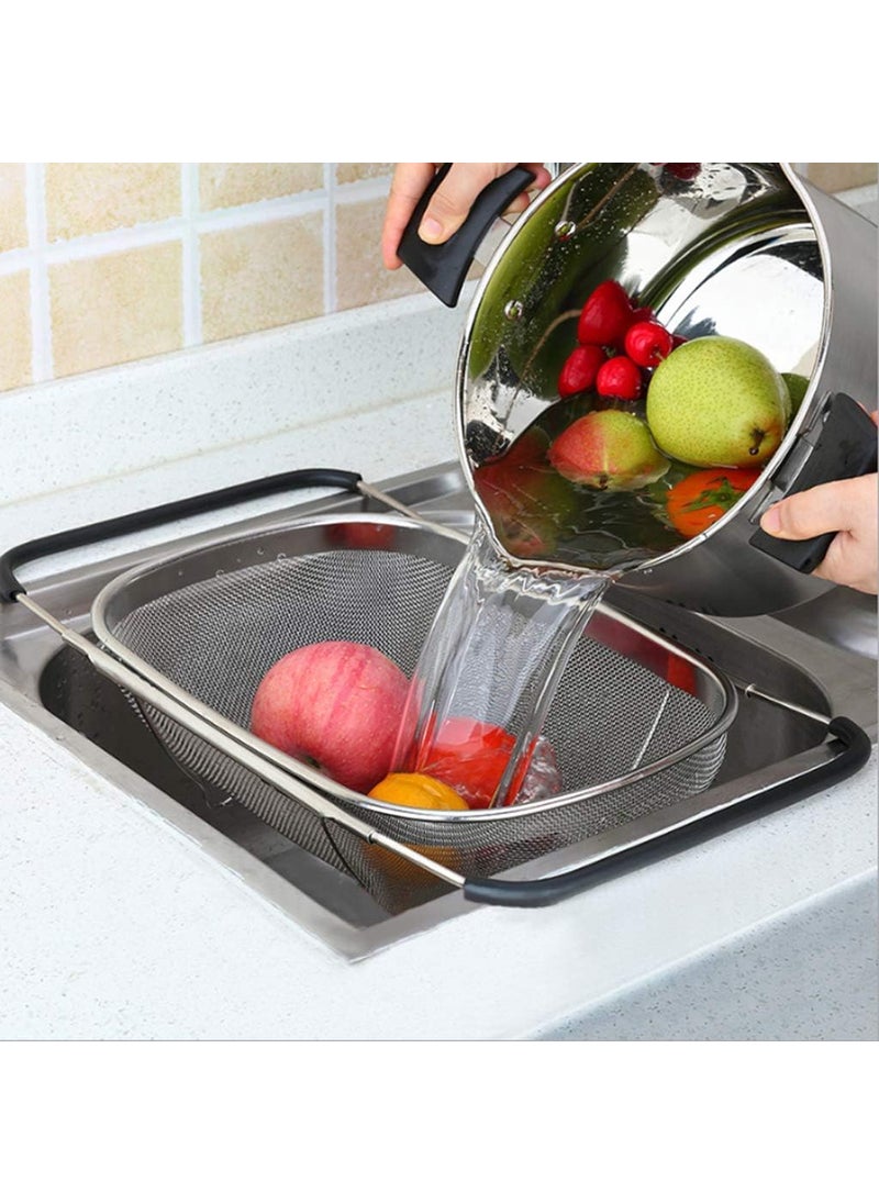 Pamidhar Pamidhar Stainless Steel Kitchen Sink Drain Basket Storage Dish Rack Adjustable Sink Colander Strainer Basket for Kitchen Sink with Handle Silver Pack of 1  - Image 2