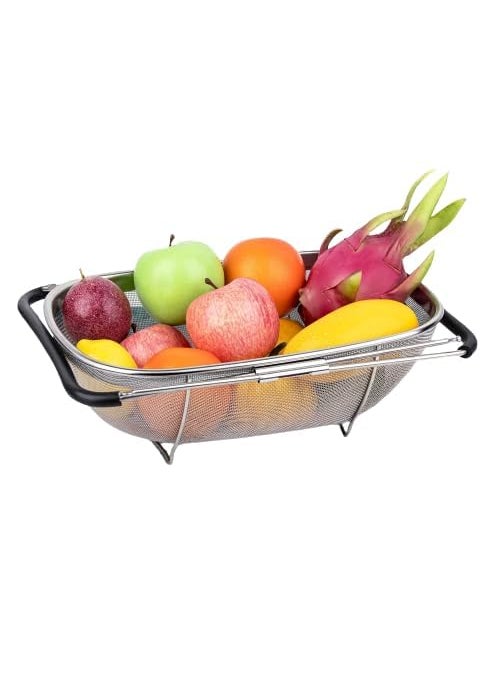 Pamidhar Pamidhar Stainless Steel Kitchen Sink Drain Basket Storage Dish Rack Adjustable Sink Colander Strainer Basket for Kitchen Sink with Handle Silver Pack of 1  - Image 1