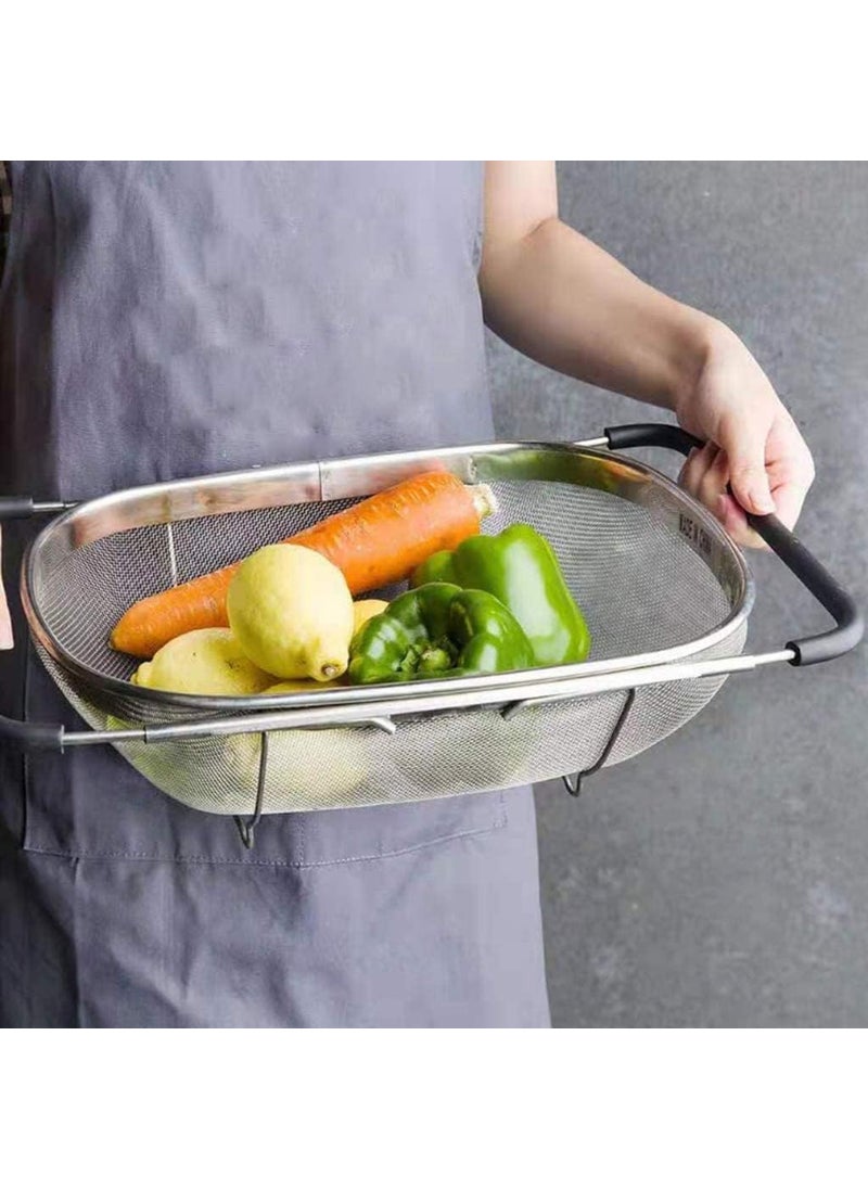 Pamidhar Pamidhar Stainless Steel Kitchen Sink Drain Basket Storage Dish Rack Adjustable Sink Colander Strainer Basket for Kitchen Sink with Handle Silver Pack of 1  - Image 4