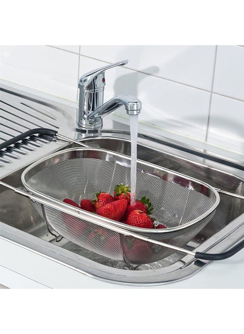 Pamidhar Pamidhar Stainless Steel Kitchen Sink Drain Basket Storage Dish Rack Adjustable Sink Colander Strainer Basket for Kitchen Sink with Handle Silver Pack of 1  - Image 5