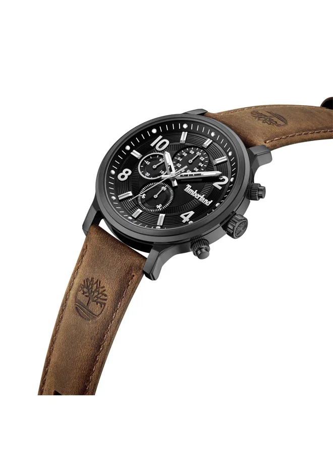 Timberland Driscoll 46 mm Men's Multifunction Watch Black Dial  & Brown 3 Leather Strap