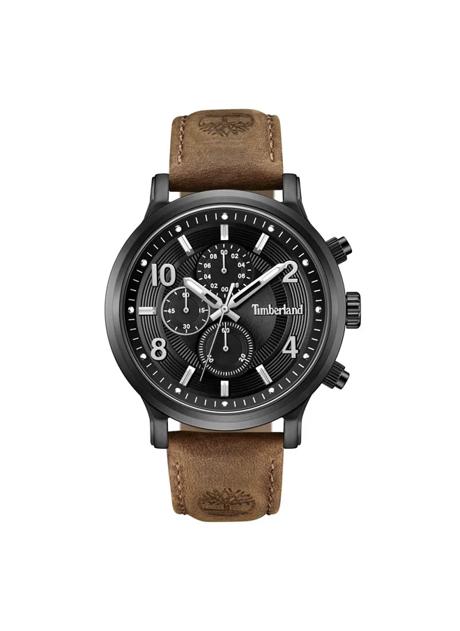 Timberland Driscoll 46 mm Men's Multifunction Watch Black Dial  & Brown 3 Leather Strap