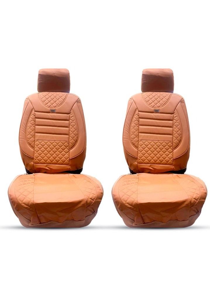 Agc Universal Seat Cover Cushion For Front and Back Seat and Head Rest 11 Pcs Set, High Quality Rexine Premium Version Brown With Stripes Design - Image 2