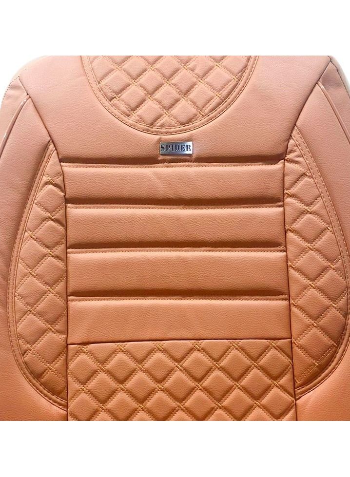 Agc Universal Seat Cover Cushion For Front and Back Seat and Head Rest 11 Pcs Set, High Quality Rexine Premium Version Brown With Stripes Design - Image 5