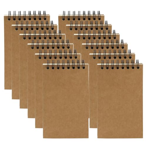 Aacehlh 12 Pack Pocket Notebooks, 3x5 Small Notepads, Mini Spiral Notebooks, 60 Sheets/120 Pages,Lined College Ruled Paper, Memo Pads for Home, Office, School or Travel (Kraft) - Image 1