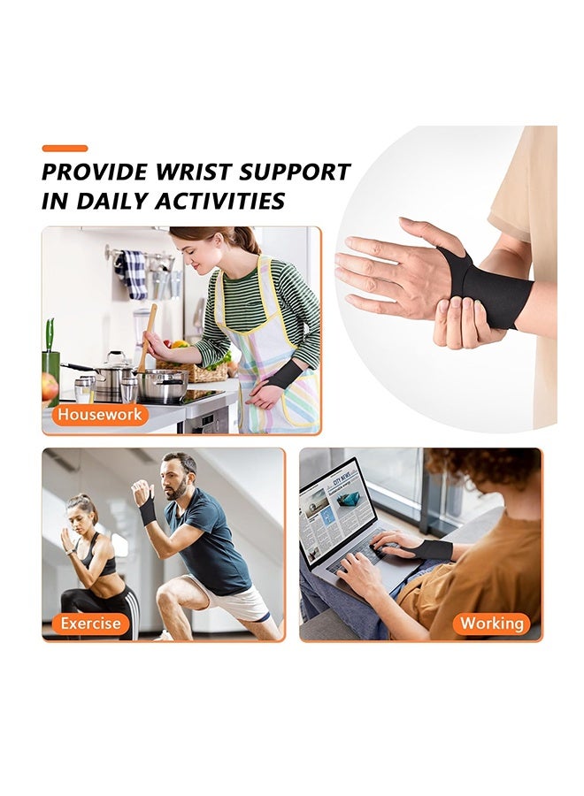 Lemon 2 PCS Ultra Thin Wrist Brace for Carpal Tunnel, Massage with Raised Spots Elastic Wrist Wraps for Arthritis and Tendonitis, Wrist Straps Support, Pain Relief, Compression and Support for Fitness Enthusiasts (Black Orange) - Image 4