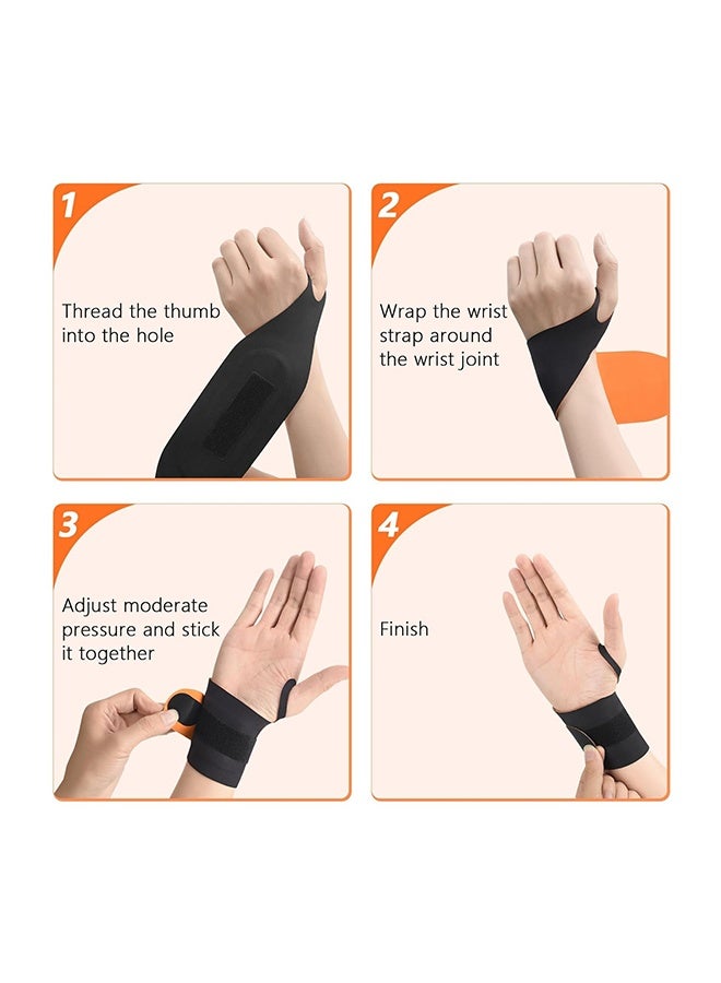 Lemon 2 PCS Ultra Thin Wrist Brace for Carpal Tunnel, Massage with Raised Spots Elastic Wrist Wraps for Arthritis and Tendonitis, Wrist Straps Support, Pain Relief, Compression and Support for Fitness Enthusiasts (Black Orange) - Image 2