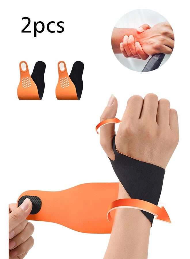 Lemon 2 PCS Ultra Thin Wrist Brace for Carpal Tunnel, Massage with Raised Spots Elastic Wrist Wraps for Arthritis and Tendonitis, Wrist Straps Support, Pain Relief, Compression and Support for Fitness Enthusiasts (Black Orange) - Image 1