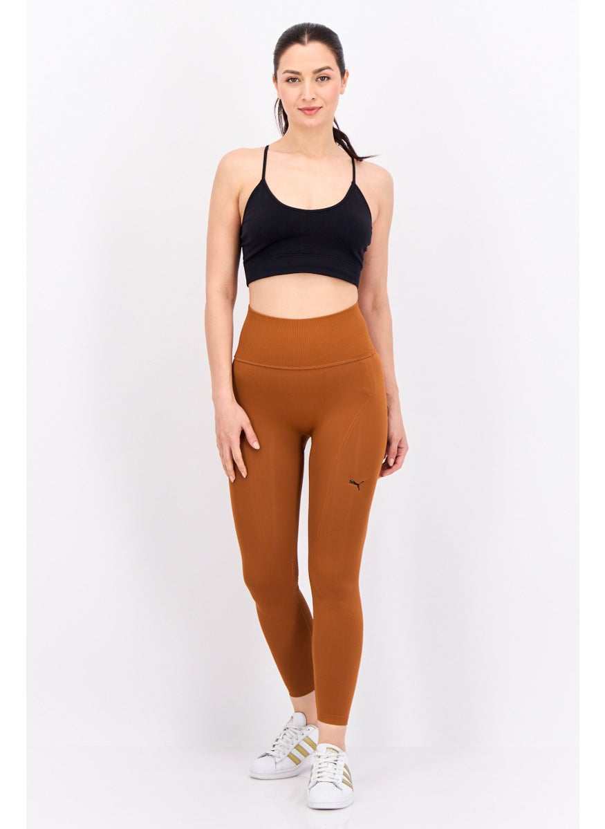 PUMA Women Sportswear Fit Brand Logo Training Tights, Brown  - Image 4