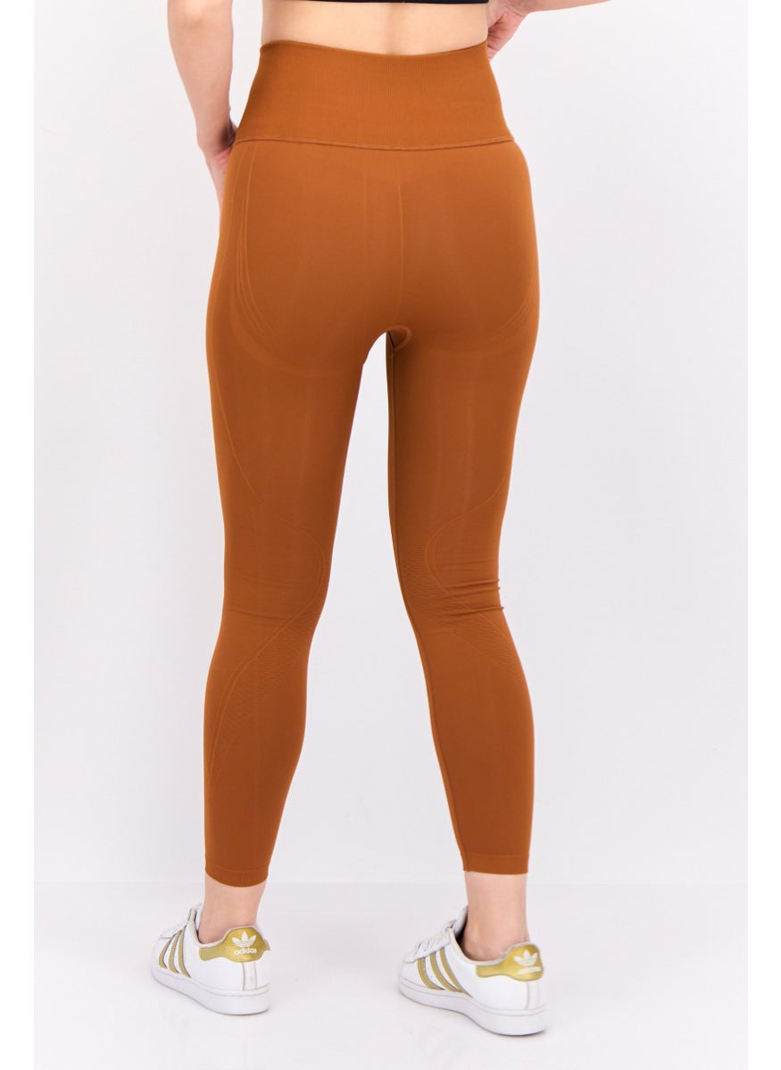 PUMA Women Sportswear Fit Brand Logo Training Tights, Brown  - Image 3