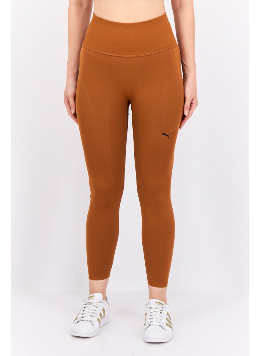 PUMA Women Sportswear Fit Brand Logo Training Tights, Brown  - Image 1