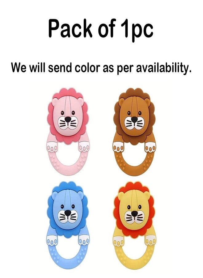 FIMALIA Silicone Lion Baby Teether Ring Food Grade BPA Free Infant Teething Toy for Sore Gum Relief Easy-to-Hold Textured Sensory Chew Toy for Newborns and Toddlers (1pc Multicolor) - Image 2