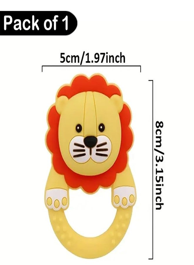 FIMALIA Silicone Lion Baby Teether Ring Food Grade BPA Free Infant Teething Toy for Sore Gum Relief Easy-to-Hold Textured Sensory Chew Toy for Newborns and Toddlers (1pc Multicolor) - Image 3