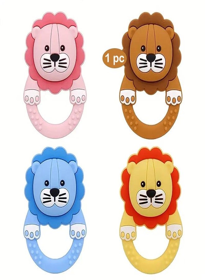 FIMALIA Silicone Lion Baby Teether Ring Food Grade BPA Free Infant Teething Toy for Sore Gum Relief Easy-to-Hold Textured Sensory Chew Toy for Newborns and Toddlers (1pc Multicolor) - Image 1