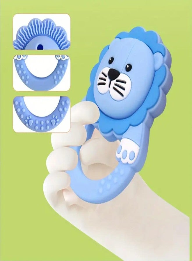 FIMALIA Silicone Lion Baby Teether Ring Food Grade BPA Free Infant Teething Toy for Sore Gum Relief Easy-to-Hold Textured Sensory Chew Toy for Newborns and Toddlers (1pc Multicolor) - Image 4