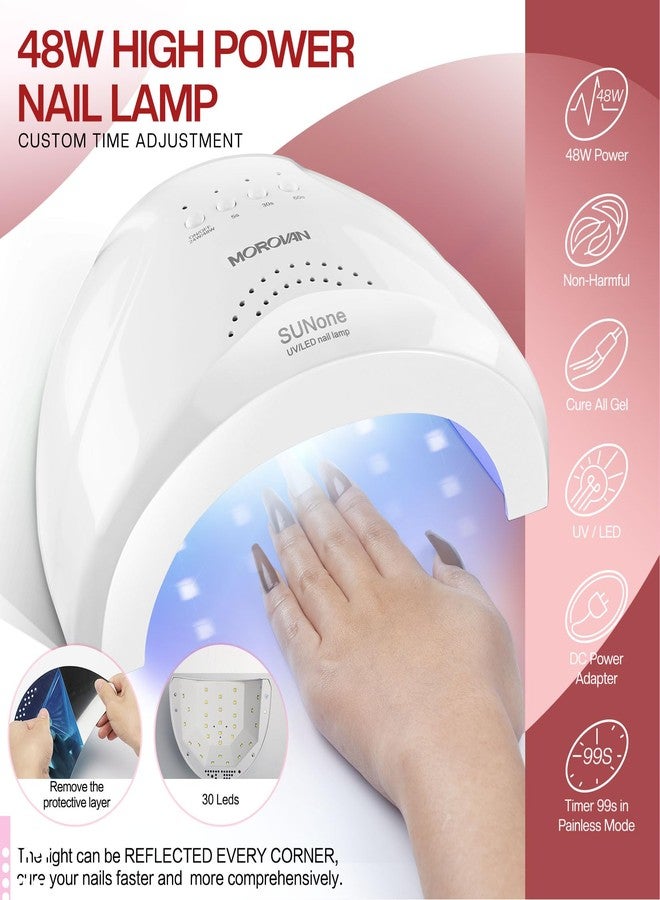 Morovan Gel Nail Polish Kit: 28 Colors Gel Nail Polish Set with U V/LED Light Fall Winter Collection Wine Red Rose Red Gel Polish Nail Art Decorations Manicure Tools DIY Salon Home Gifts - Image 5