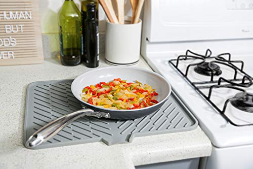 Luxet Silicone Dish Drying Mat with Built-in Drain Lip - Hygienic Drying Pad - Sturdy Compact Easy to Clean Tray Protects Surfaces Prevents Water Build Up -16.5 x 13 Inches (grey) - Image 4