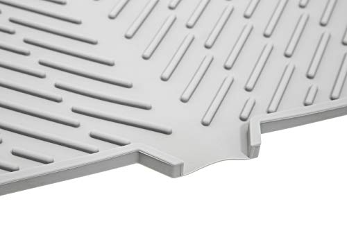 Luxet Silicone Dish Drying Mat with Built-in Drain Lip - Hygienic Drying Pad - Sturdy Compact Easy to Clean Tray Protects Surfaces Prevents Water Build Up -16.5 x 13 Inches (grey) - Image 3