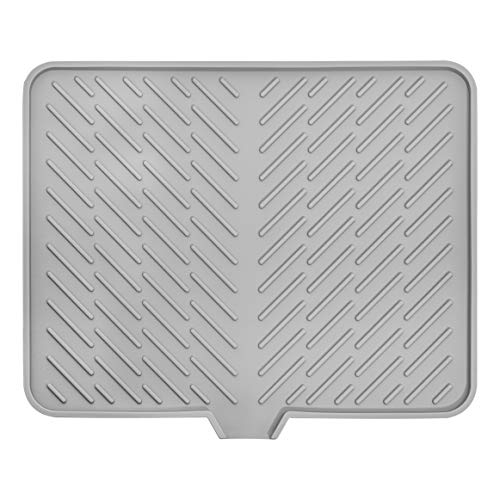 Luxet Silicone Dish Drying Mat with Built-in Drain Lip - Hygienic Drying Pad - Sturdy Compact Easy to Clean Tray Protects Surfaces Prevents Water Build Up -16.5 x 13 Inches (grey) - Image 2