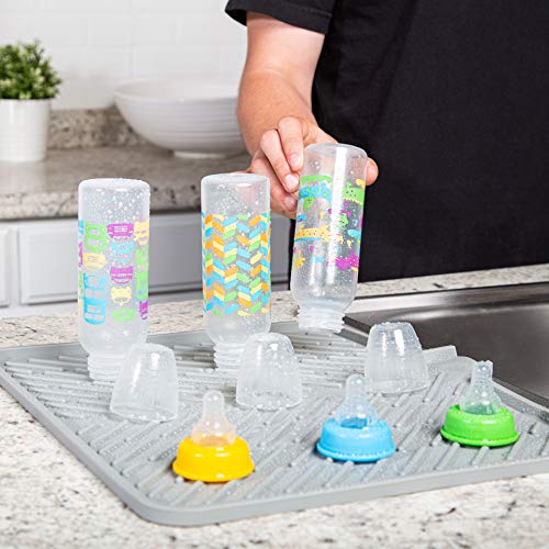 Luxet Silicone Dish Drying Mat with Built-in Drain Lip - Hygienic Drying Pad - Sturdy Compact Easy to Clean Tray Protects Surfaces Prevents Water Build Up -16.5 x 13 Inches (grey) - Image 5