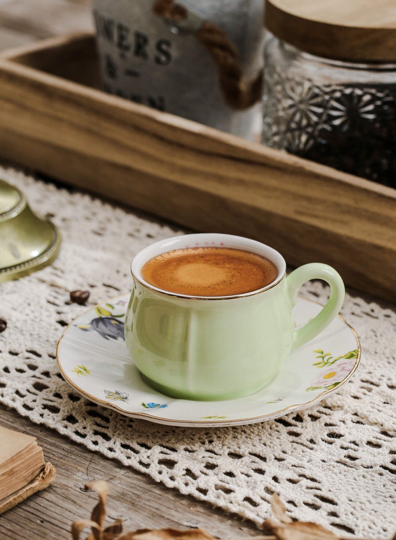Shuer Ceramic Coffee cup, Espresso cup，Arabic coffee cup，Turkish coffee cup, Cup and Saucer Set Suitable for Home Office Restaurant Gifts Garden Party Home Afternoon Tea Set - Image 1