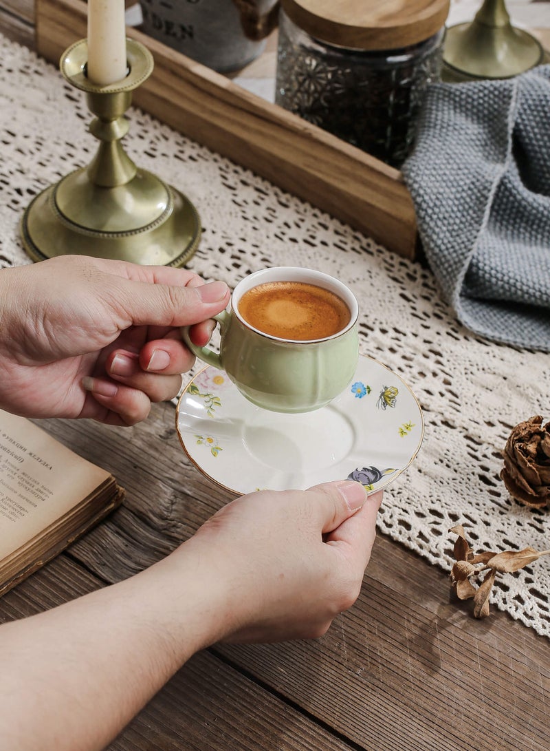 Shuer Ceramic Coffee cup, Espresso cup，Arabic coffee cup，Turkish coffee cup, Cup and Saucer Set Suitable for Home Office Restaurant Gifts Garden Party Home Afternoon Tea Set - Image 3