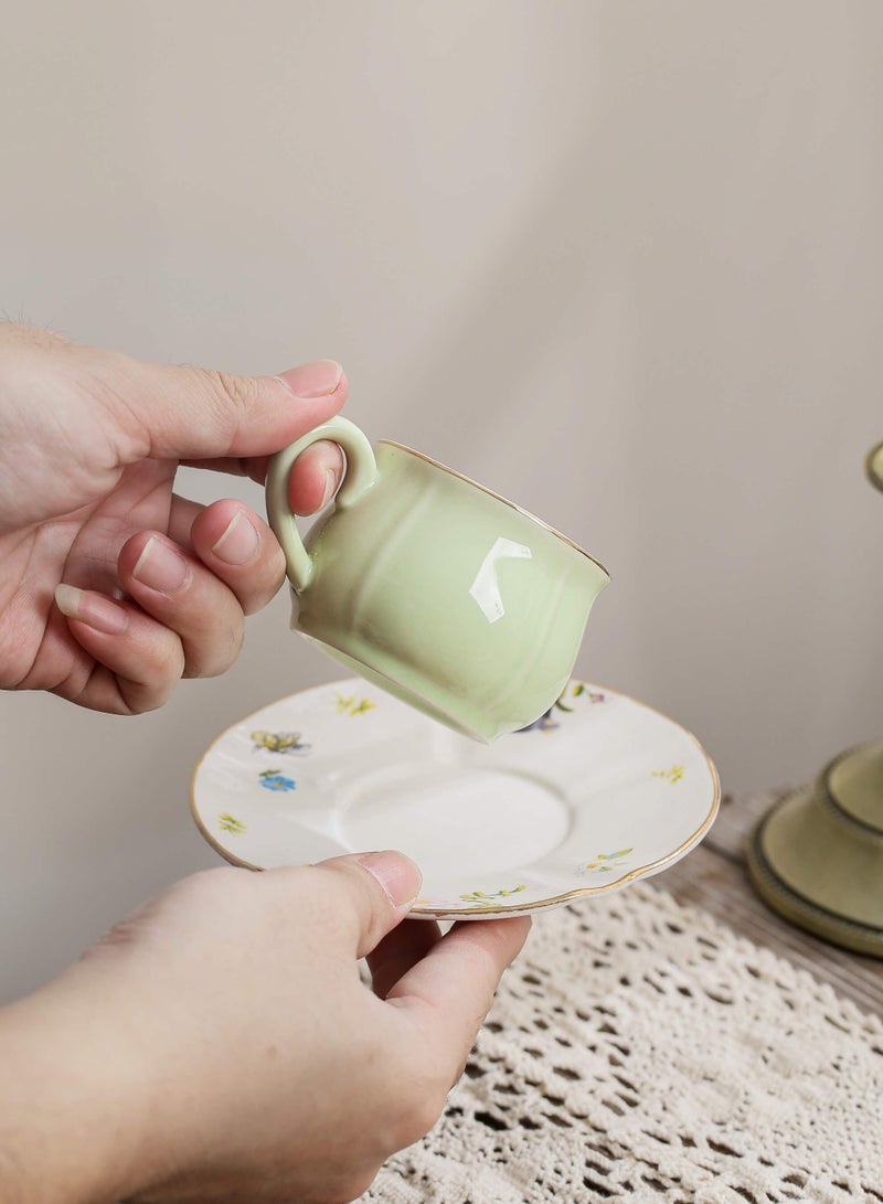 Shuer Ceramic Coffee cup, Espresso cup，Arabic coffee cup，Turkish coffee cup, Cup and Saucer Set Suitable for Home Office Restaurant Gifts Garden Party Home Afternoon Tea Set - Image 4