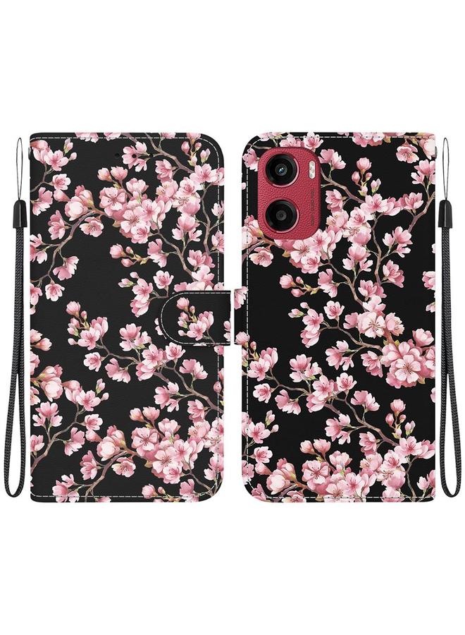 اس-توب جراب لهاتف موتورولا موتو جي 05 / إي 15، جراب هاتف جلدي برسومات ملونة وملمس كريستالي - Image 1